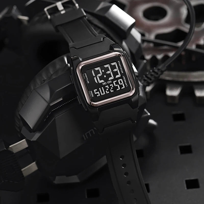 Men's Digital Sports Watch Waterproof LED Luminous Stopwatch Alarm Clock