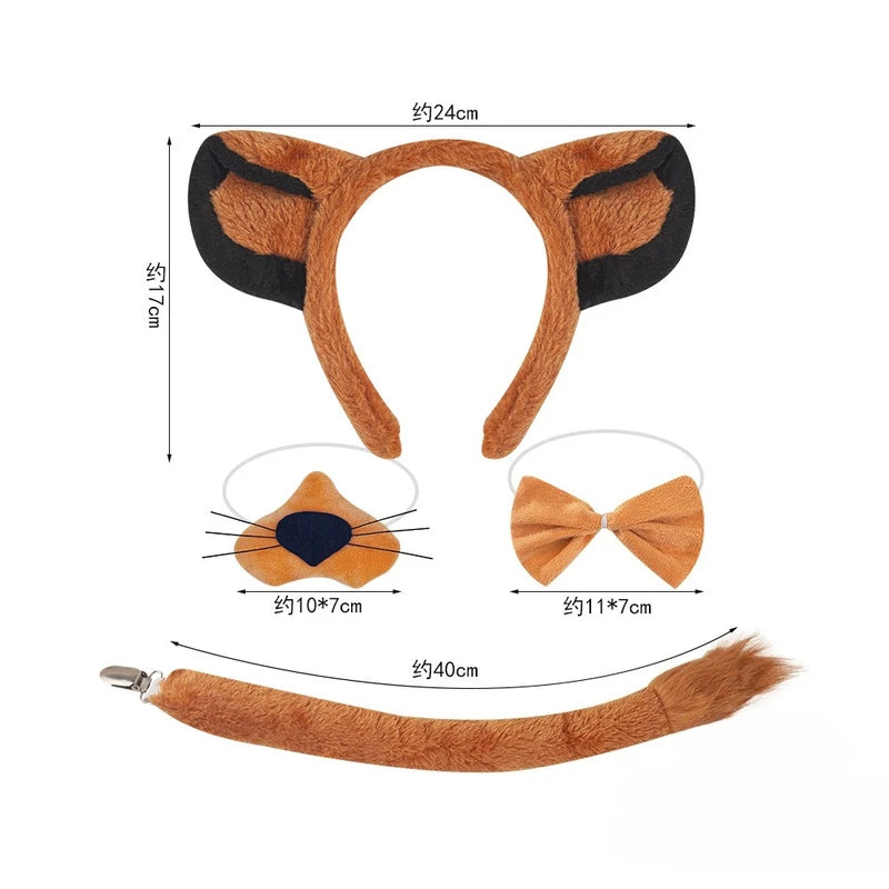 Animal Headband Props for Kids & Adults - Plush Lion & Tiger Ears - Halloween Costume Accessory