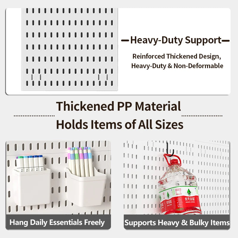 Home Storage Pegboard Wall Rack - Drill-Free Mount for Organizing Household Items