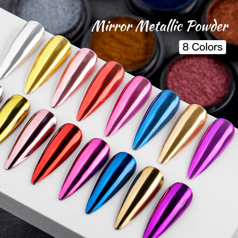 Metallic Glitter Powder for Nails and Body Art - Easy to Apply, Long-Lasting, Versatile Decoration