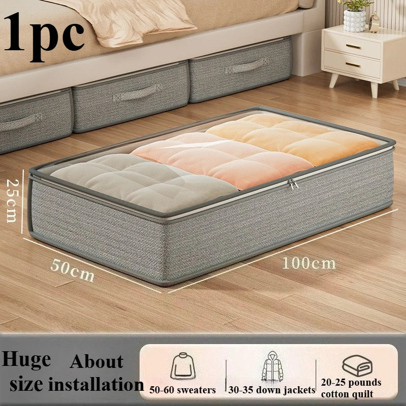 Large Under-Bed Storage Boxes - Stackable Clothes Organizer Bins for Bedroom