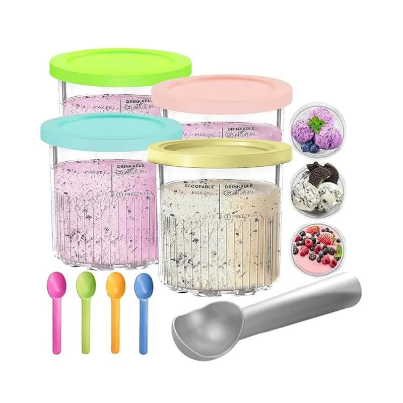 Ice Cream Container Replacement Lids for Ninja NC500 NC501 Creami Set - Family Size