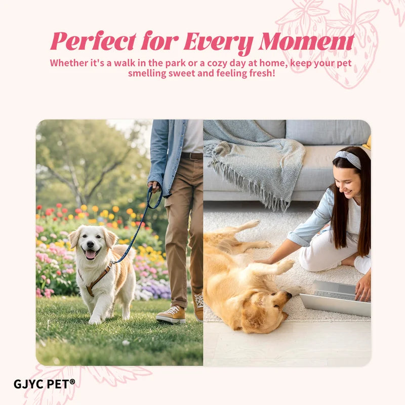 Pet Perfume Spray 100ml Sweet Strawberry Scent Long-Lasting Odor Neutralizer - Alcohol-Free, Fragrance & Odor Eliminator for Pets