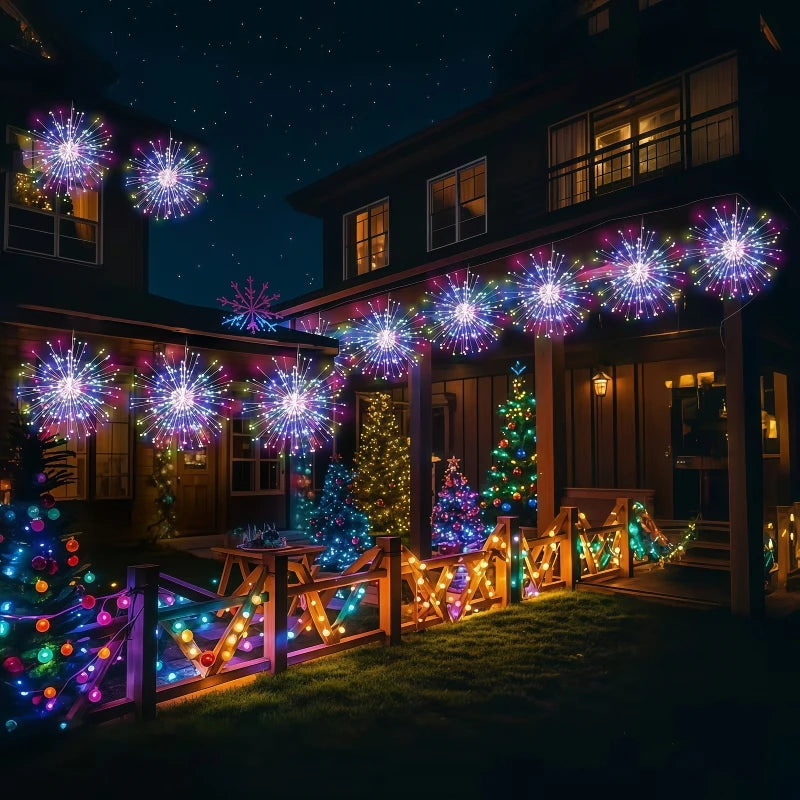 Hanging Solar Firework String Lights Outdoor Garden Yard Decor 8 Modes