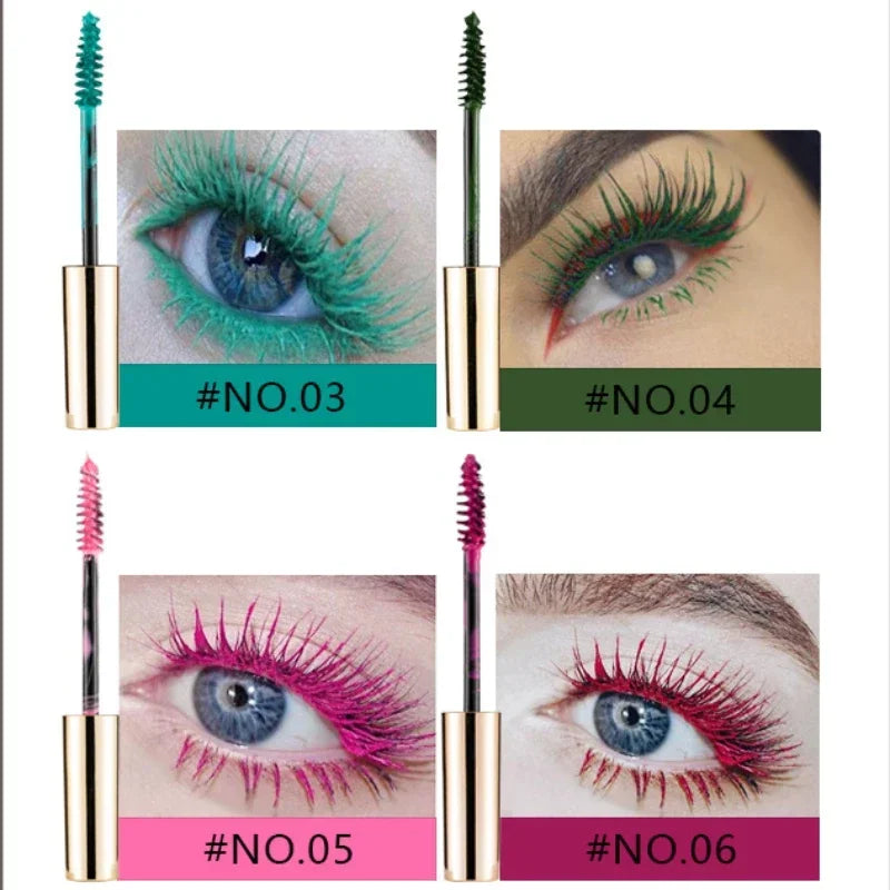 Waterproof 5D Silk Fiber Mascara with 14 Colors - Lengthening & Volumizing Eyelash Extension