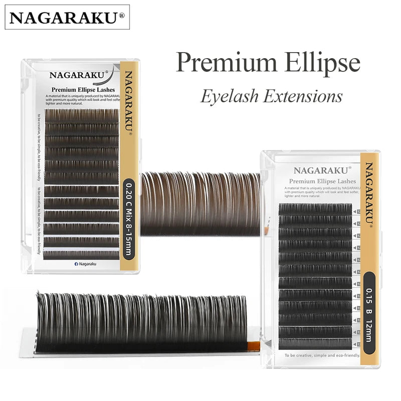 Eyelash Extension Tips Flat Split Tips Natural Charcoal Ellipse Supplies