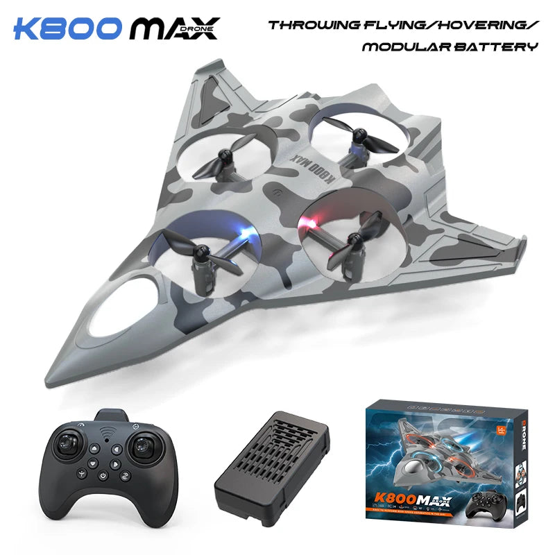 RC Plane Fighter Stunt Glider with LED Lights, 360° Roll, Foam Airplane