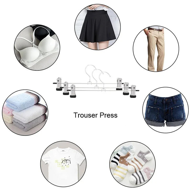 5pcs Metal Clothes Hangers Anti-Slip Windproof Skirt Pants Wardrobe Support