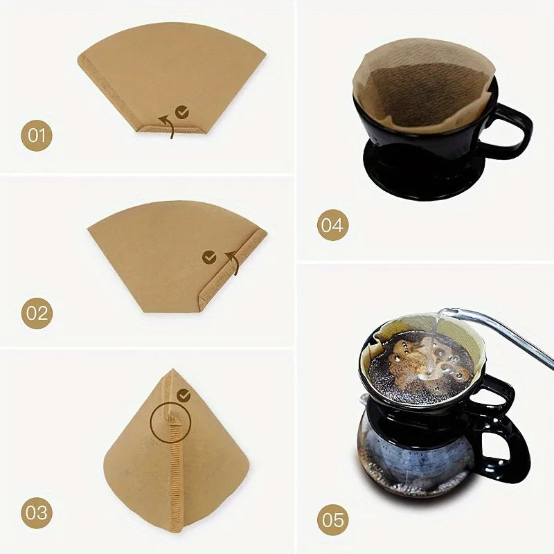 Unbleached Coffee Filter Bags - 100 Pack for Drip Coffee Brewer, Natural Paper