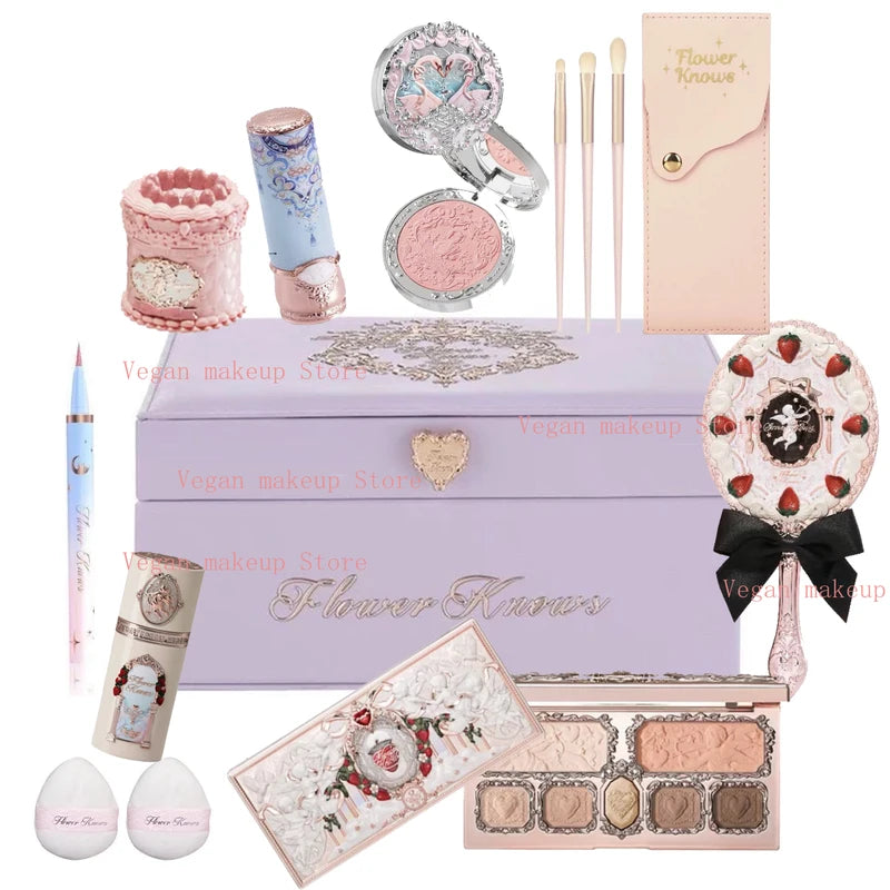 Vegan Makeup Set with Palette Blush Lipstick & Brushes - All Variants