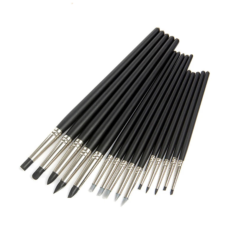 Silicone Nail Brush Set for Manicure Art and Sculpting - 5 Pieces