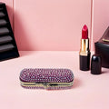 Rhinestone Lipstick Storage Case with Mirror Compact - Travel Makeup Organizer