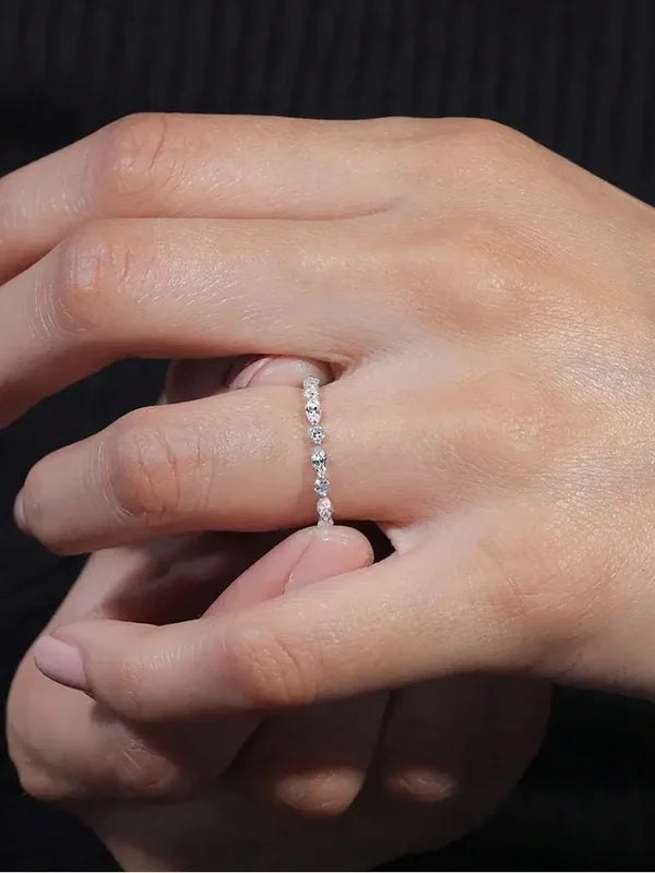 Sterling Silver Zircon Bead Ring for Women Engagement Wedding Jewelry
