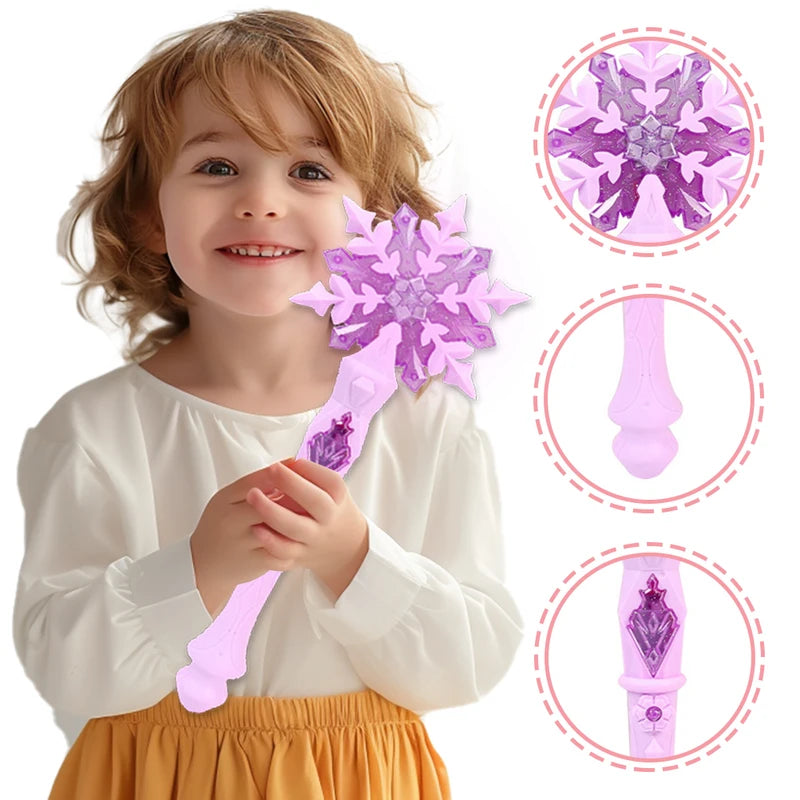 Princess Snowflake Magic Wand with LED Light - Dress-Up Toy for Girls, Holiday & Birthday Gift