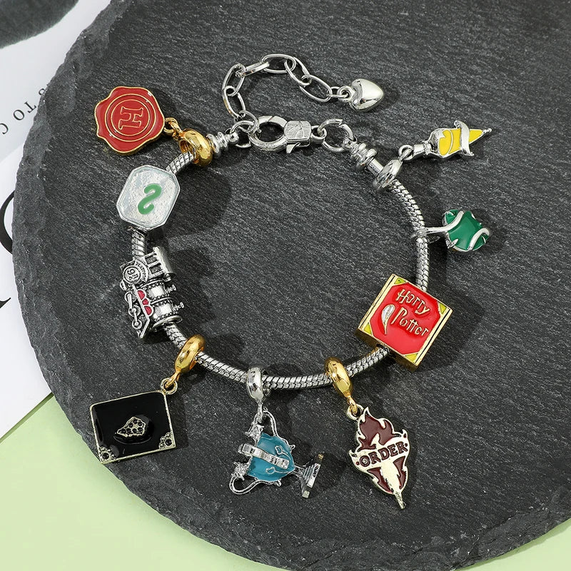 Movie-Themed Slytherin House Bracelet with Magical Charm Accessories