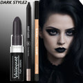 Dark Punk Makeup Set - 3 Pieces Matte Black Lipstick, Lip Liner & Waterproof Eyeliner for Halloween