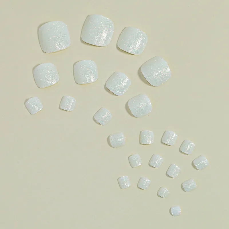 Fake Toenails Square Head Short Length Full Cover Foot Nail Tips Set for Women