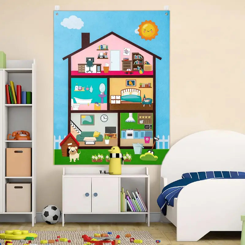 Farm Animals Felt Story Busy Board 4-in-1 Interactive Learning Wall Toy