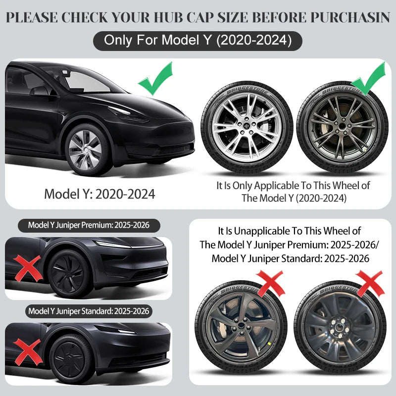 19 Inch Tesla Model Y Hubcap Cyclone Style Wheel Cover Replacement Set