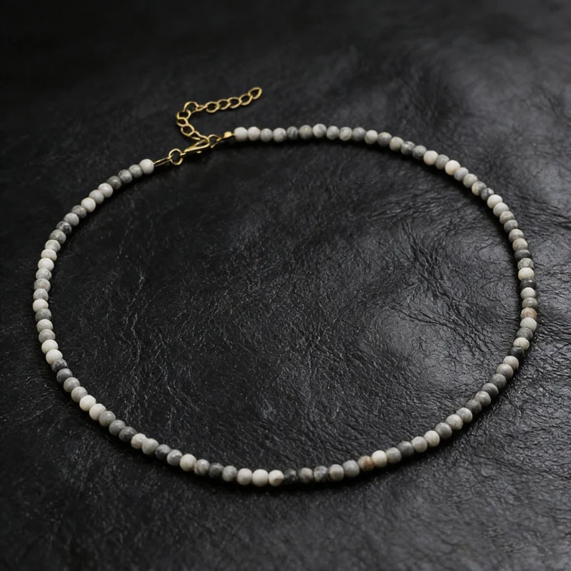 Men's Lava Bead Necklace with Healing 7 Colors Adjustable Short Collar