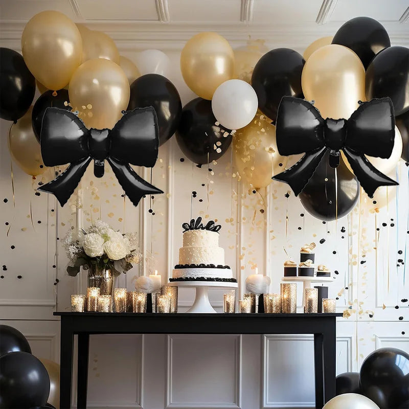 6 Pack 21-Inch Aluminum Foil Balloons with Bow Ties for Parties & Celebrations