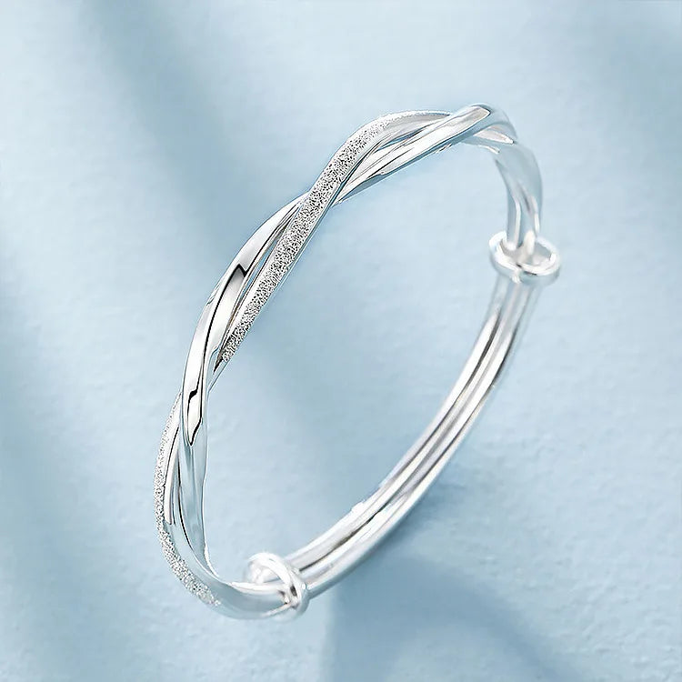 925 Sterling Silver Elegant Weave Bracelets for Women Adjustable Jewelry