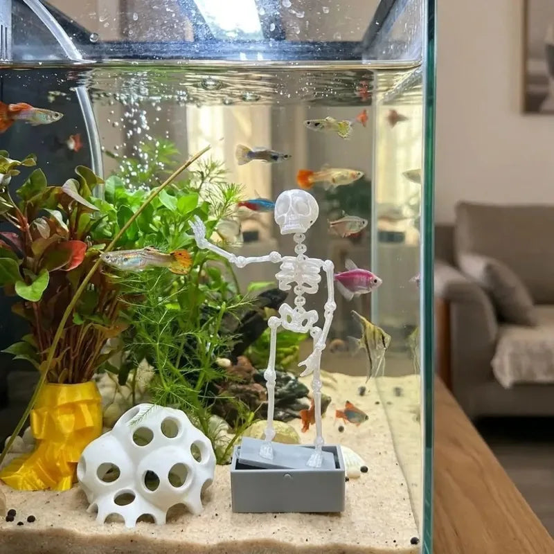 3D Printed Dancing Skeleton Aquarium Bubbler Ornament - Fish Tank Decor, Air Driven Moving Skeleton Halloween Home Decor