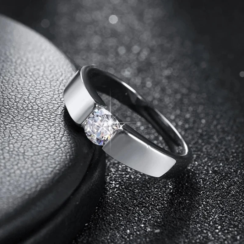 Sterling Silver Crystal Ring for Women - Adjustable Sizes 7-10 Jewelry Gift