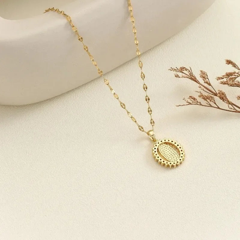 Gorgeous Women's Sky Star Micro Inlaid Zircon Necklace with Virgin Mary Pendant