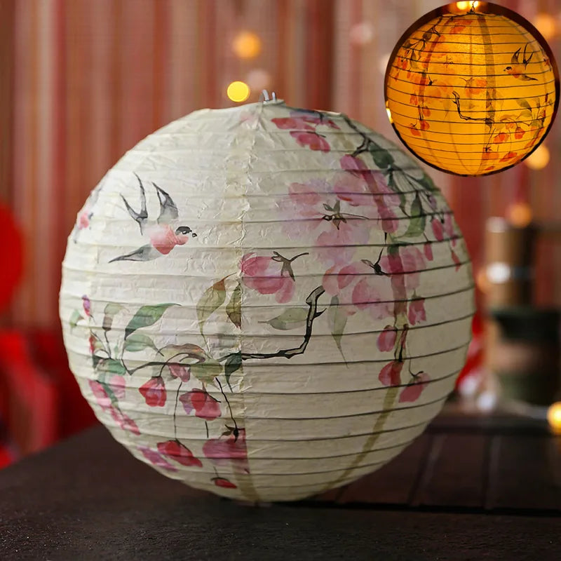 12-Inch Flower Printed Paper Lantern Chinese Japanese Style DIY Party Decor