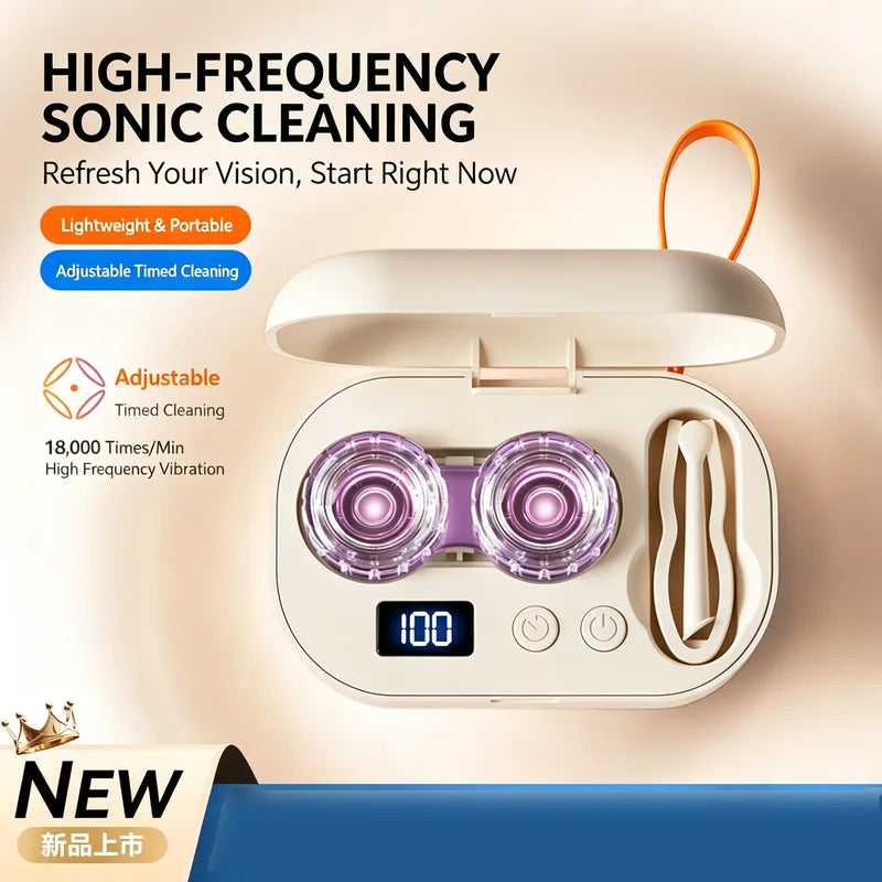 Portable Rechargeable Contact Lens Cleaner Machine for Soft, RGP & Color Lenses