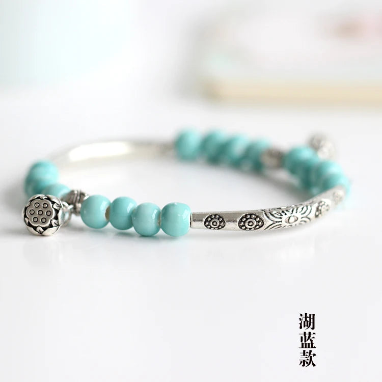Handmade Ceramic Bracelet for Women and Girls, Retro Fashion Jewelry, Wholesale Gift