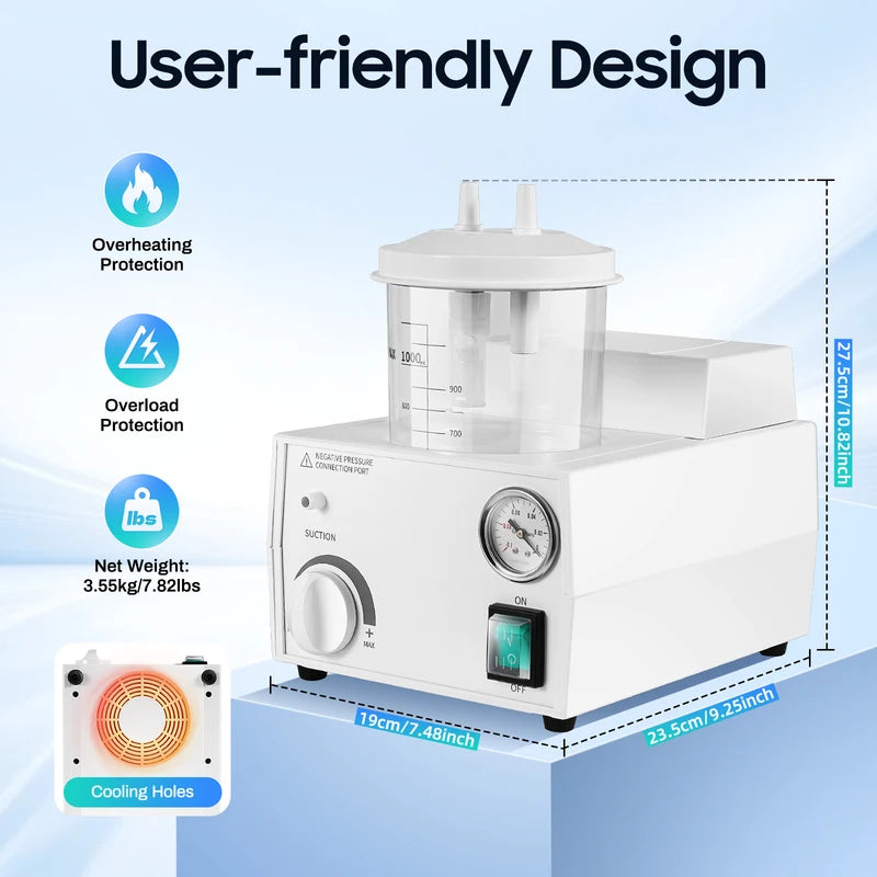 Portable Medical Suction Machine for Respiratory Care - Mucus & Throat Secretion Removal
