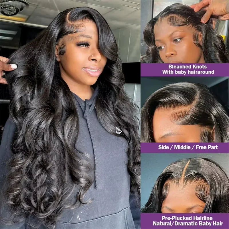 40-Inch Body Wave Human Hair Front Wig with Transparent Lace - Multiple Variants