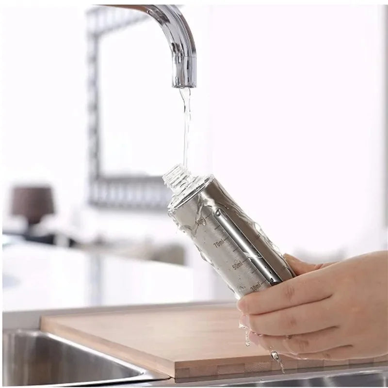 Stainless Steel Oil & Vinegar Spray Bottle with Dual Scale - Reusable Kitchen Dispenser