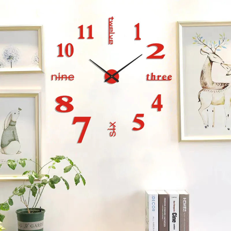 Large DIY Wall Clock Poster - 3D Number Art for Living Room & Bedroom Decor