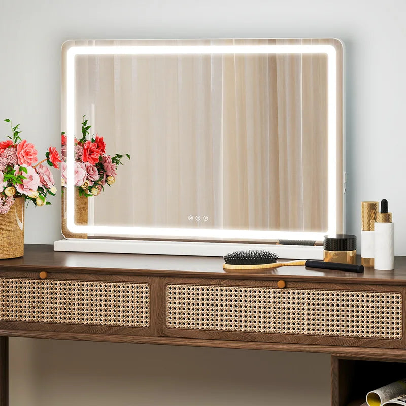LED Vanity Mirror with Lights Dimmable 3 Color Modes Aluminum Frame Makeup Mirror