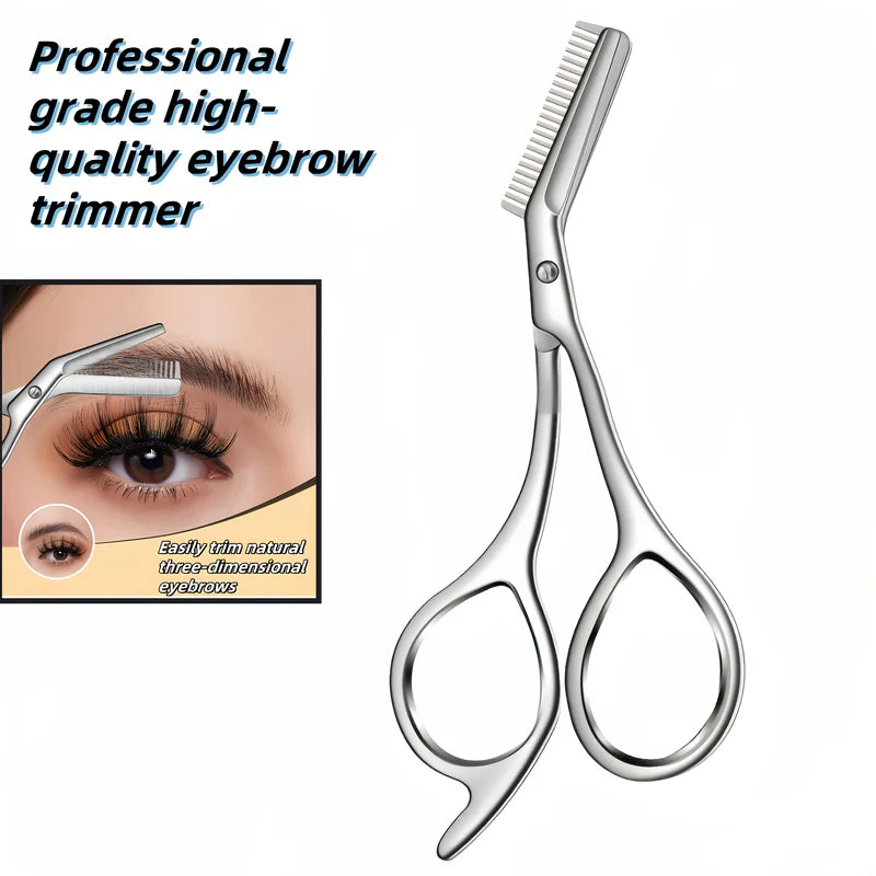 Eyebrow Scissors with Comb & Razor - Stainless Steel Facial Hair Remover for Women