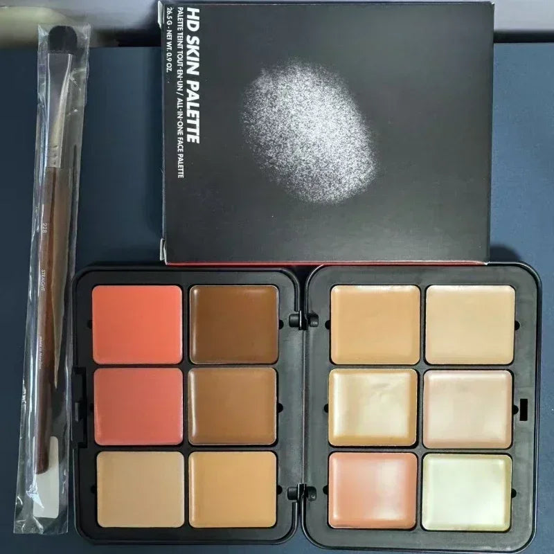 12-Color Makeup Face Foundation Blush Palette with Cosmetic Tools