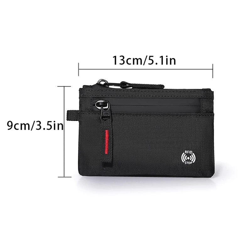Luxury Men Wallet with Zipper Card Holder and Key Case - Slim Nylon Design