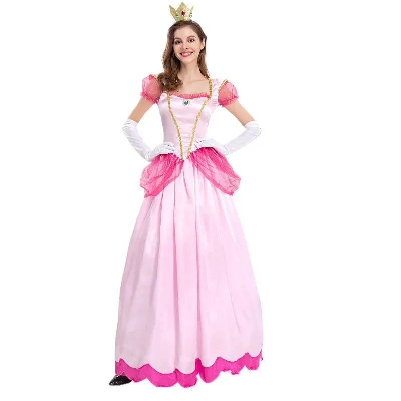 Princess Peach Costume Women Cosplay Dress Up Halloween Party Fancy Dress