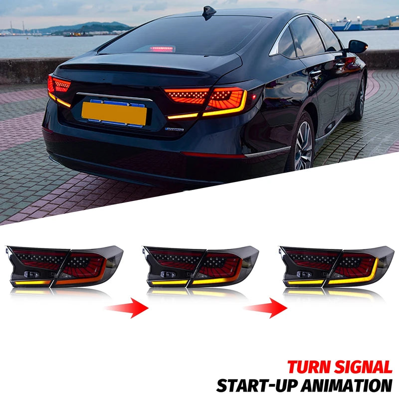 LED Tail Lights for Honda Accord 2018-2023 10th Gen Sequential Turn Signal Black V3