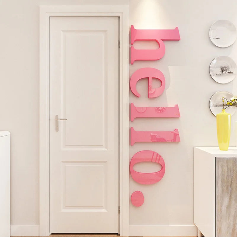 Acrylic 3D Wall Stickers for Living Room Bedroom Door Decor Self-Adhesive Decals