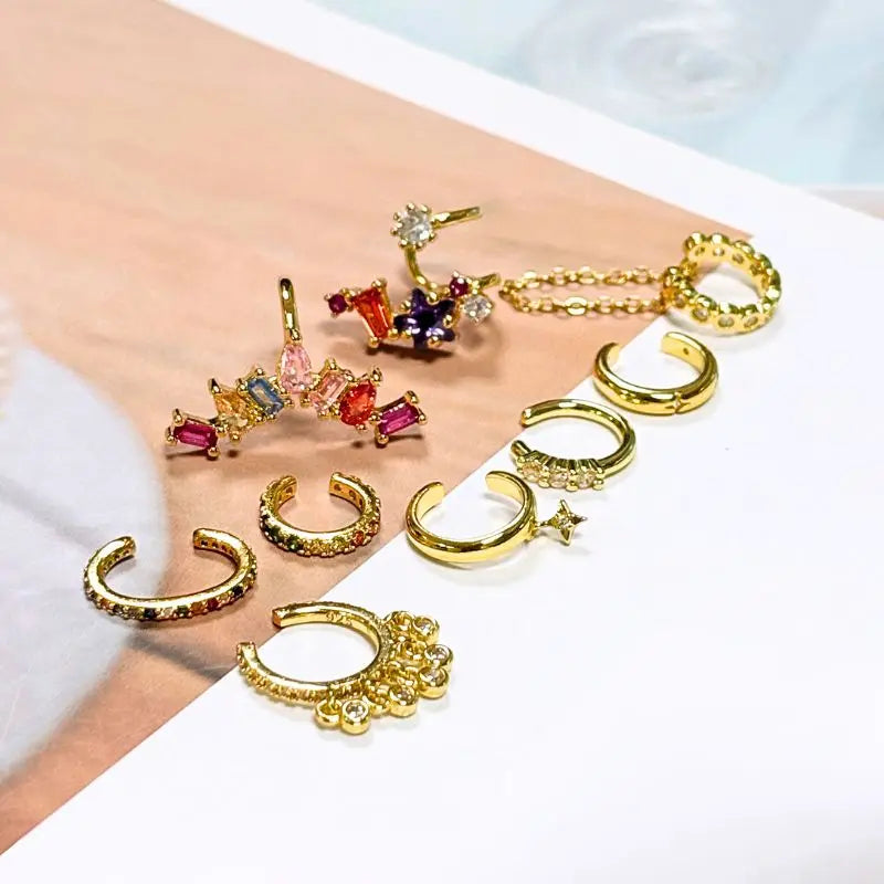 Minimalist CZ Ear Clips No Piercing Gold Silver Jewelry for Women