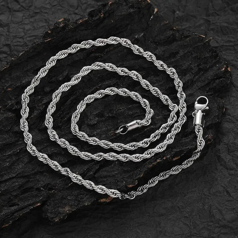 Stainless Steel Necklace for Women Men Twisted Rope Chain Waterproof Jewelry 16-30 Inches