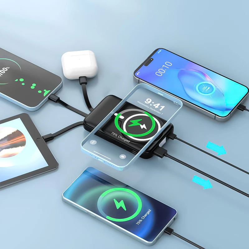 Wireless Magnetic Power Bank 10000mAh Fast Charging for Smartphones with Back Clip