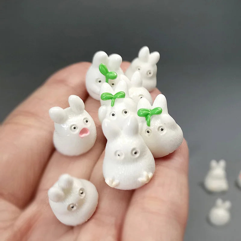 Miniature Luminous Resin Elk & Leaf Fairy Garden Decor Set - DIY Craft Accessories