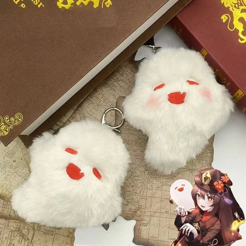 Genshin Impact Wanderer Hutao Cosplay Keychain Ghost Pendant Plush Doll Accessory