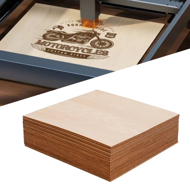 DIY Wooden Craft Sheets - 30 Pack 30x30cm Basswood Boards, 3mm Thick for Laser Engraving & Home Decor