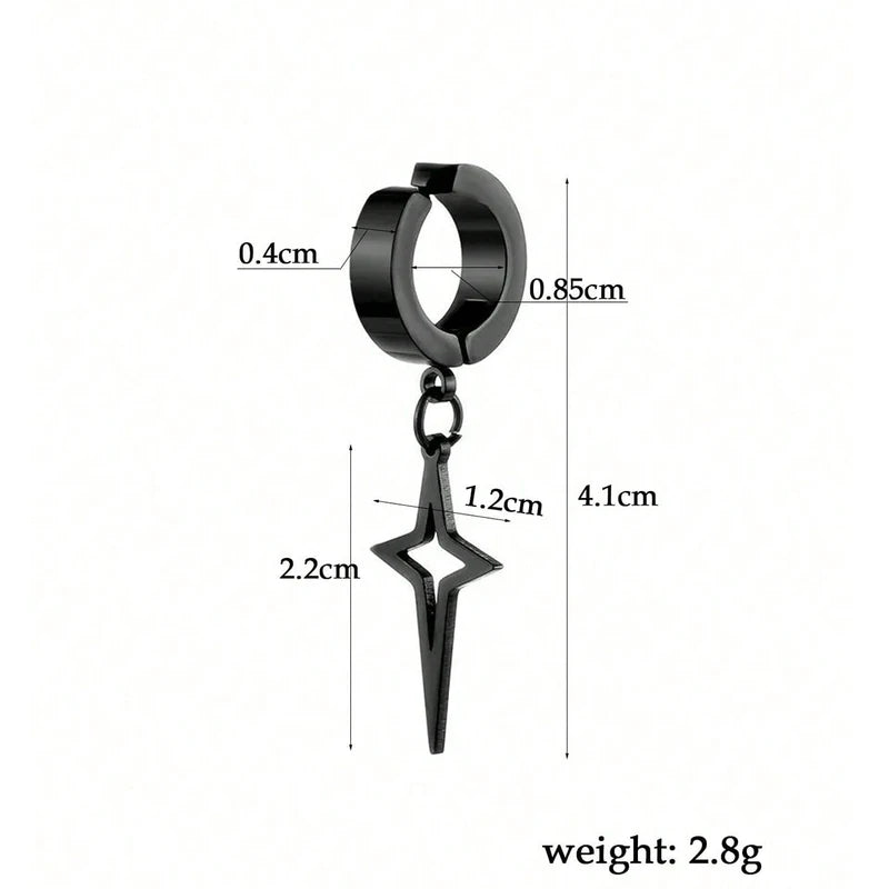 Fashion Punk Cross Star Non Piercing Ear Clip Jewelry for Men Women